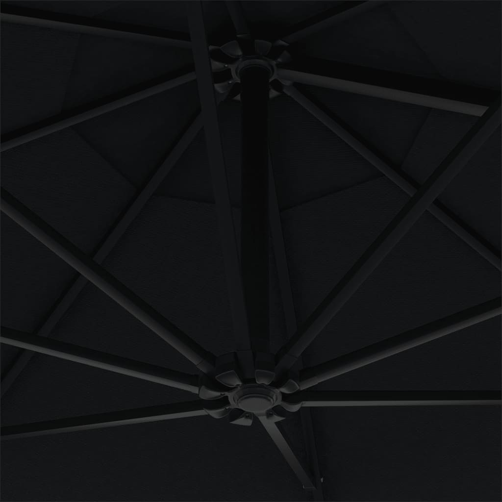 Guarda-sol de montar na parede com mastro metálico 300 cm preto