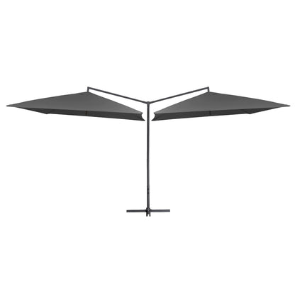 Guarda-sol duplo com mastro de aço 250x250 cm antracite
