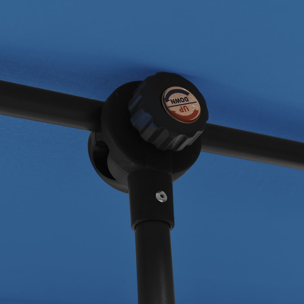 Guarda-sol de jardim com poste alumínio 180x110 cm azul-ciano