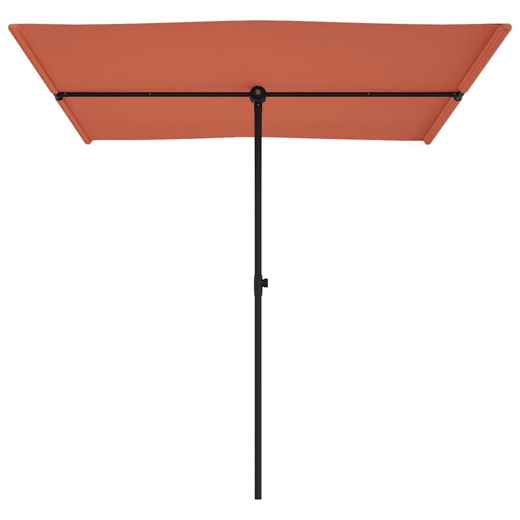 Guarda-sol de jardim com poste de alumínio 2x1,5 m terracota
