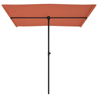 Guarda-sol de jardim com poste de alumínio 2x1,5 m terracota