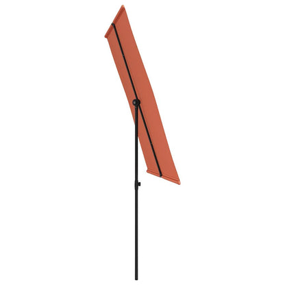 Guarda-sol de jardim com poste de alumínio 2x1,5 m terracota