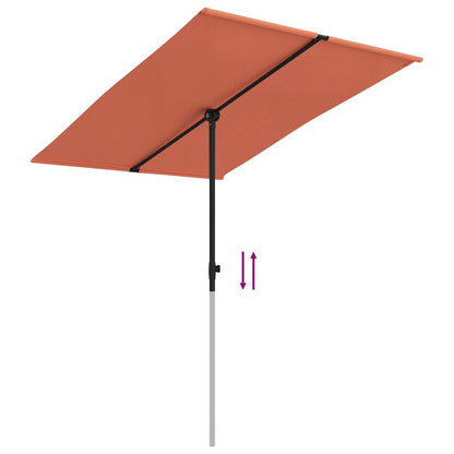 Guarda-sol de jardim com poste de alumínio 2x1,5 m terracota