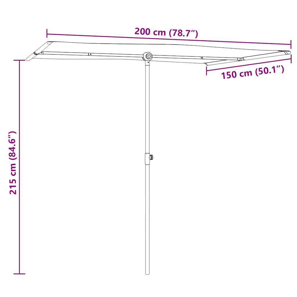Guarda-sol de jardim com poste de alumínio 2x1,5 m terracota