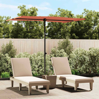 Guarda-sol de jardim com poste de alumínio 2x1,5 m terracota