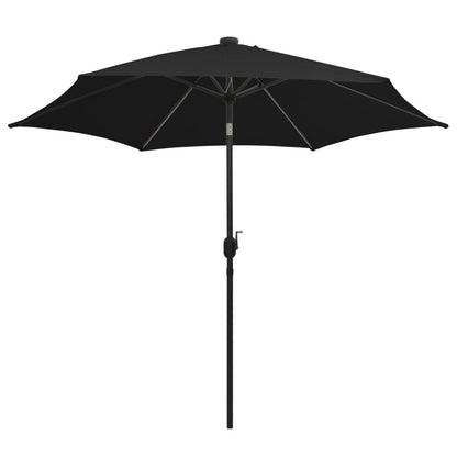 Guarda-sol de jardim c/ luzes LED/poste alumínio 300 cm preto