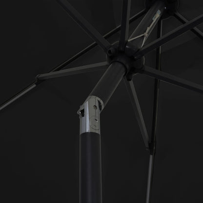 Guarda-sol de jardim c/ luzes LED/poste alumínio 300 cm preto
