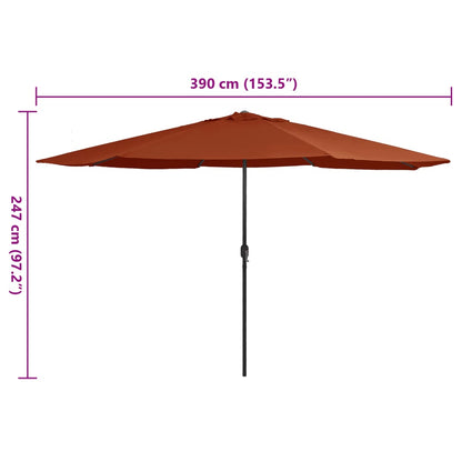 Guarda-sol de jardim com poste de metal 390 cm terracota