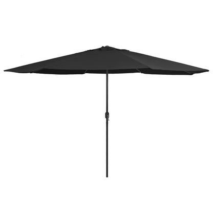 Guarda-sol de jardim com poste de metal 390 cm preto