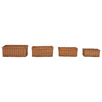 4 pcs conjunto de cestos de encastrar salgueiro castanho