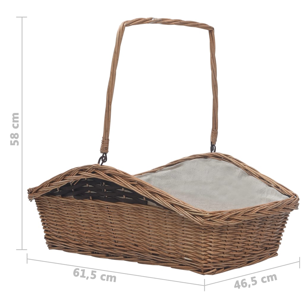 Cesto para lenha com pega 61,5x46,5x58 cm salgueiro castanho