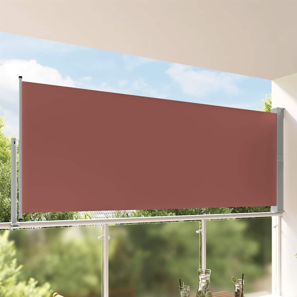 Toldo lateral retrátil para pátio 140x300 cm castanho