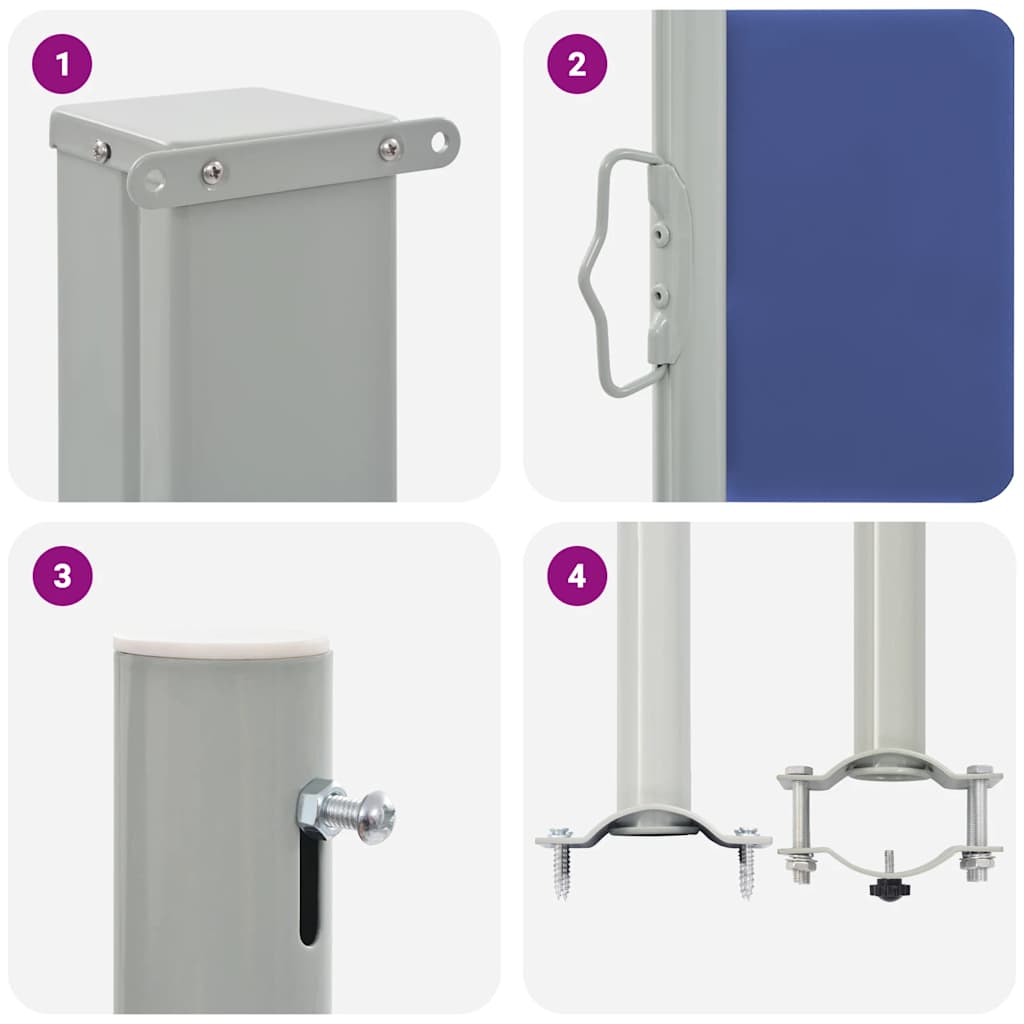 Toldo lateral retrátil para pátio 160x300 cm azul