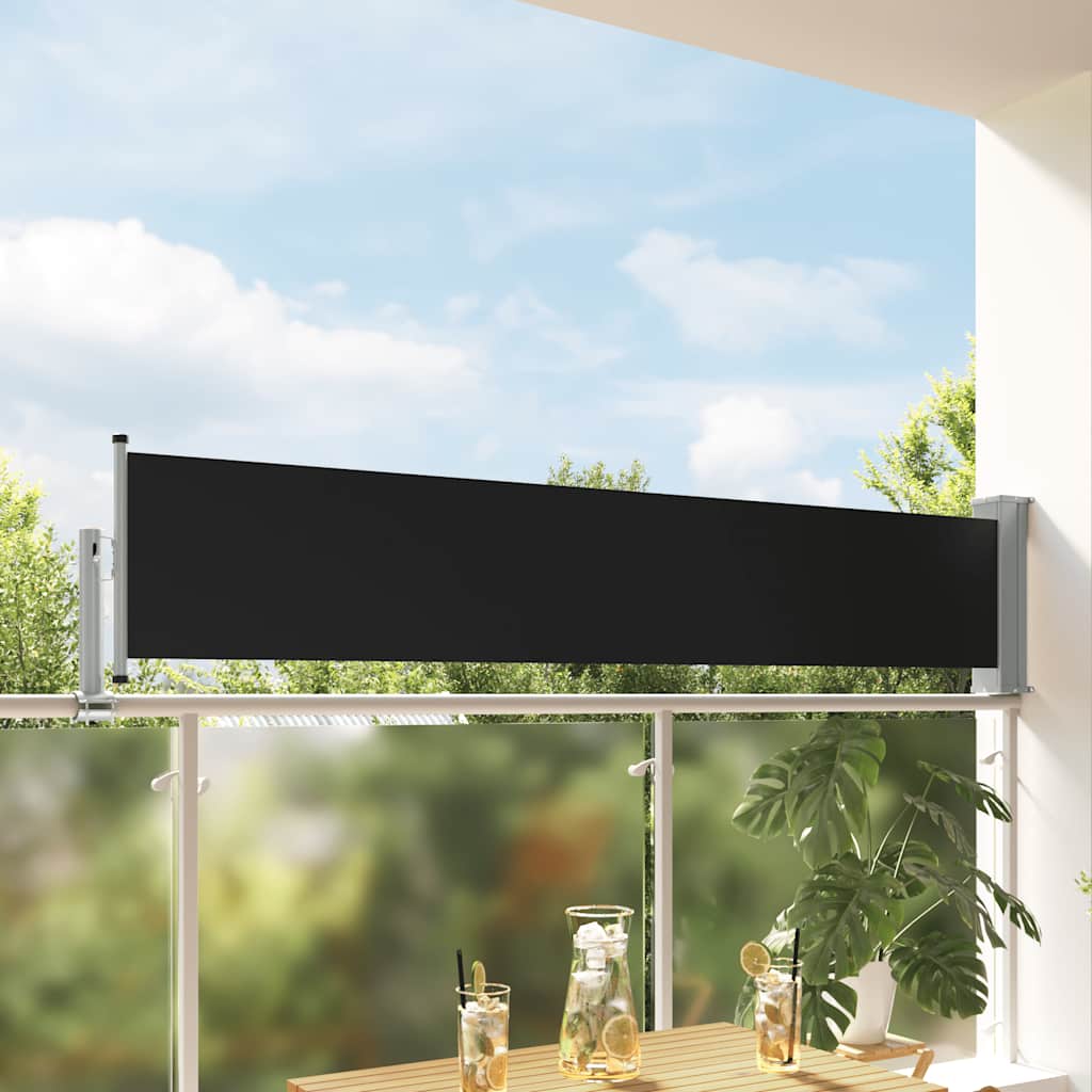 Toldo lateral retrátil para pátio 60x300 cm preto