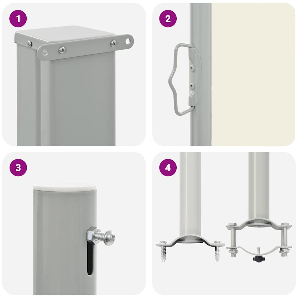 Toldo lateral retrátil para pátio 60x300 cm creme