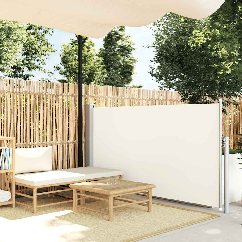 Toldo lateral retrátil para pátio 100x500 cm creme