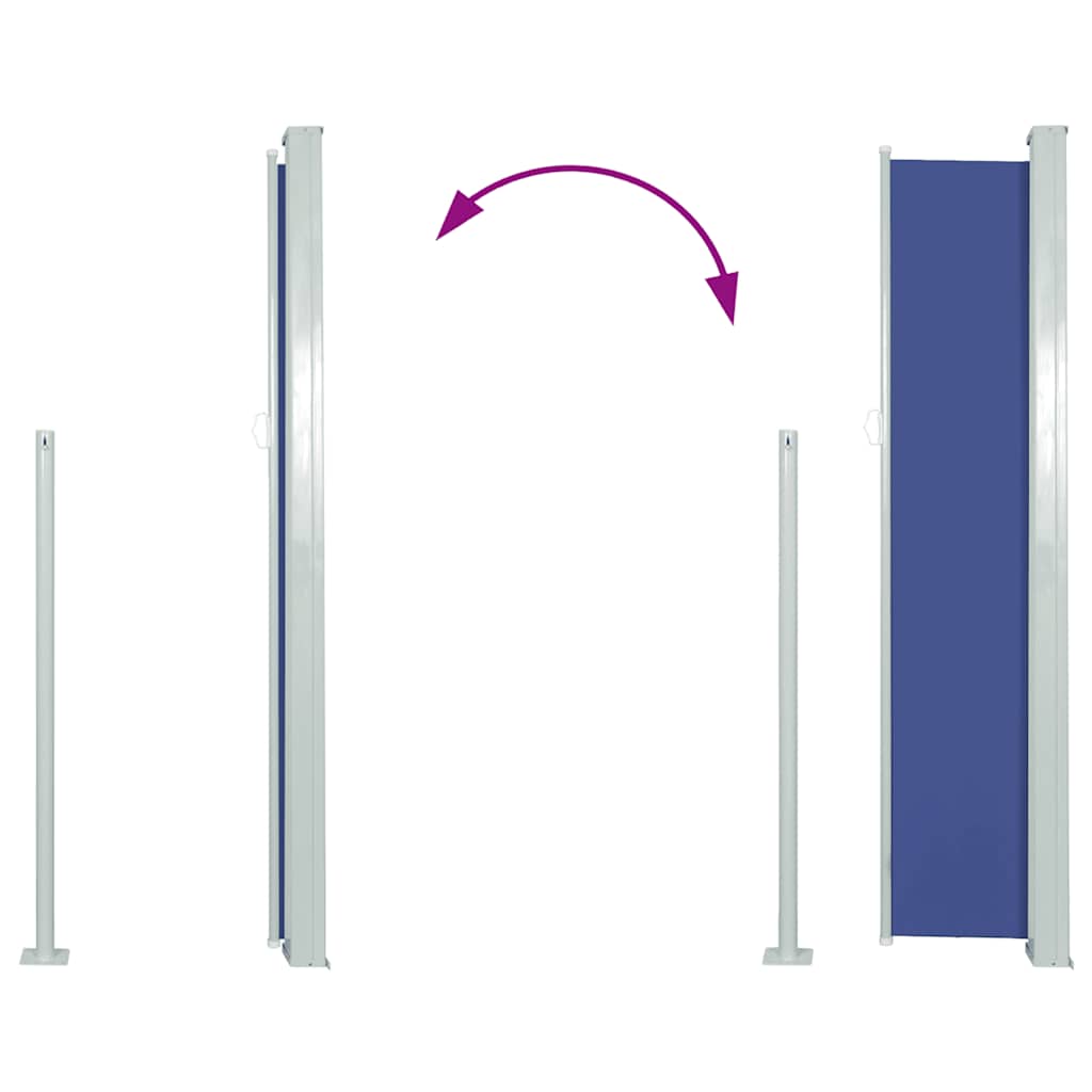 Toldo lateral retrátil para pátio 100x500 cm azul