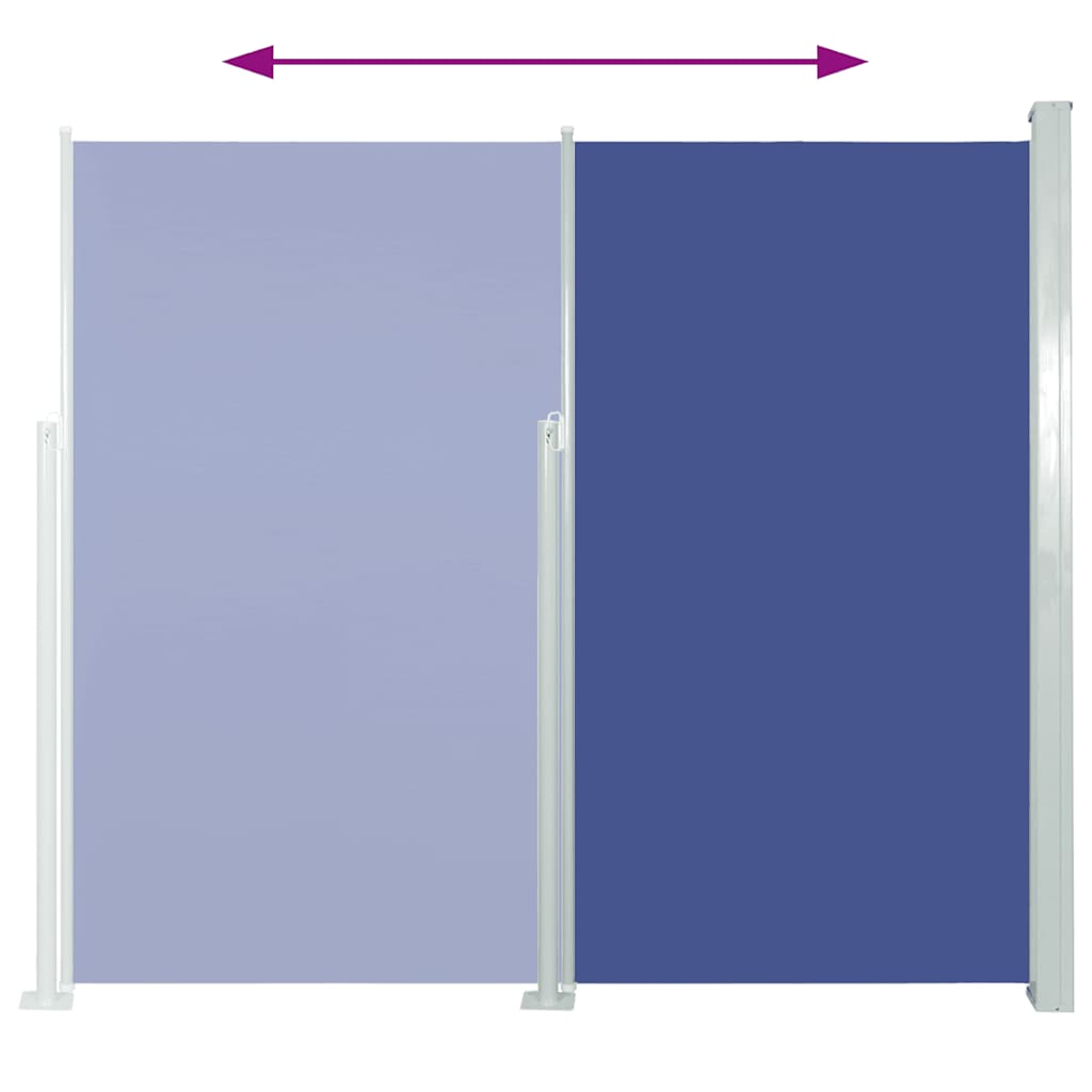 Toldo lateral retrátil para pátio 100x500 cm azul