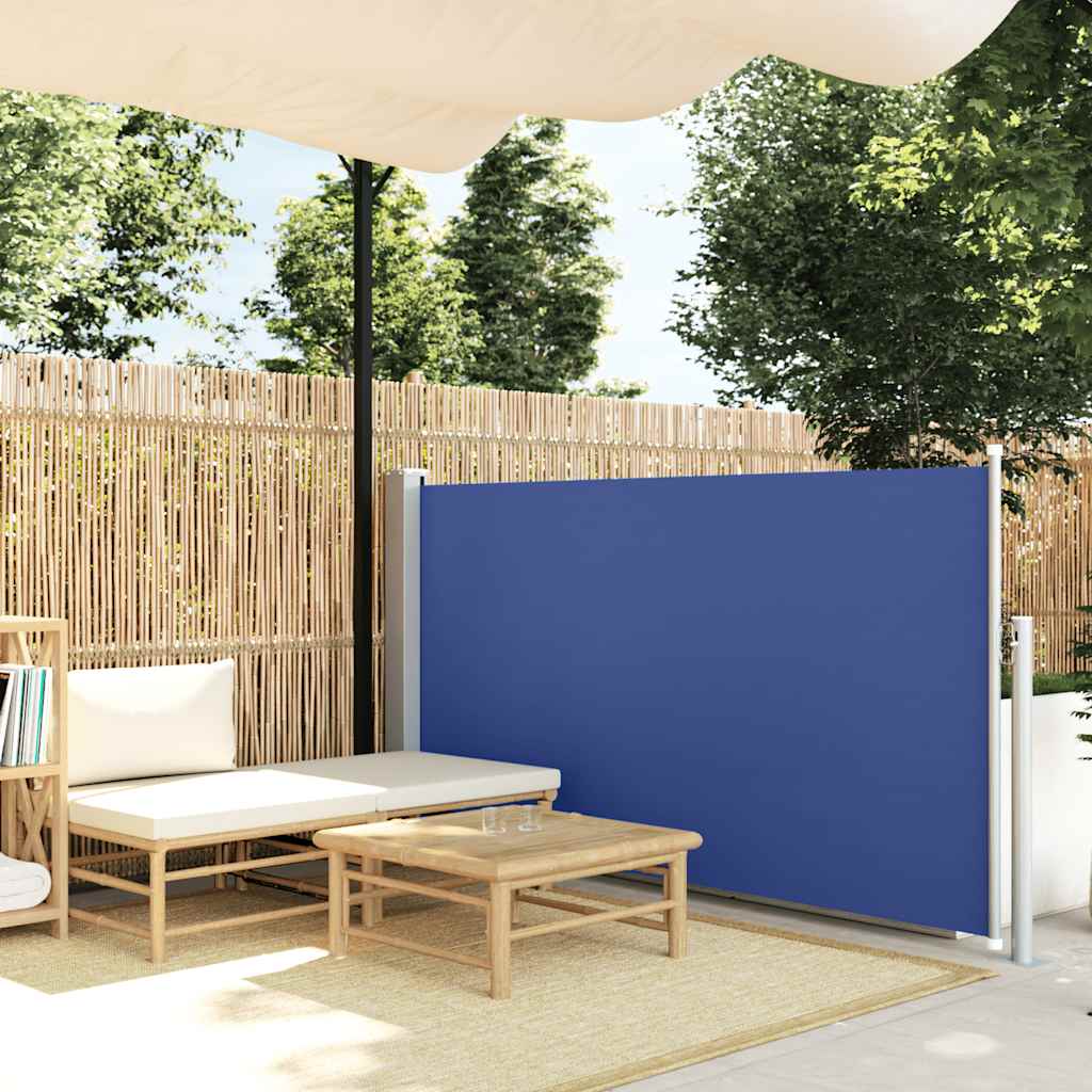 Toldo lateral retrátil para pátio 100x500 cm azul