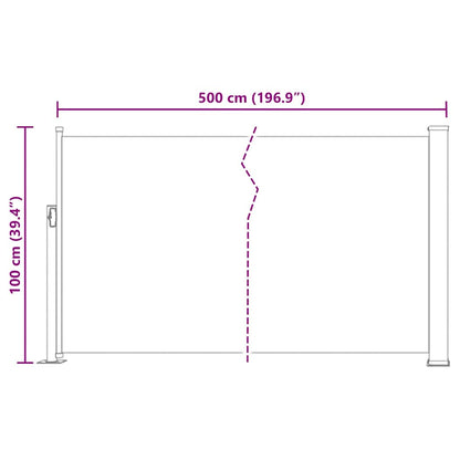 Toldo lateral retrátil para pátio 100x500 cm vermelho