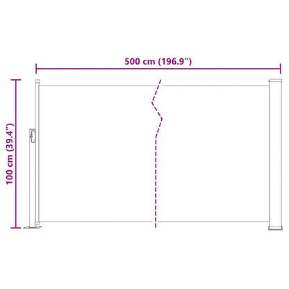 Toldo lateral retrátil para pátio 100x500 cm castanho