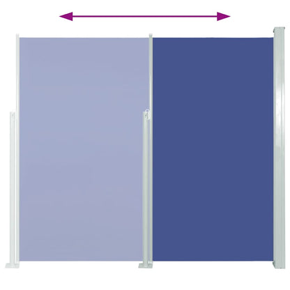 Toldo lateral retrátil para pátio 120x500 cm azul