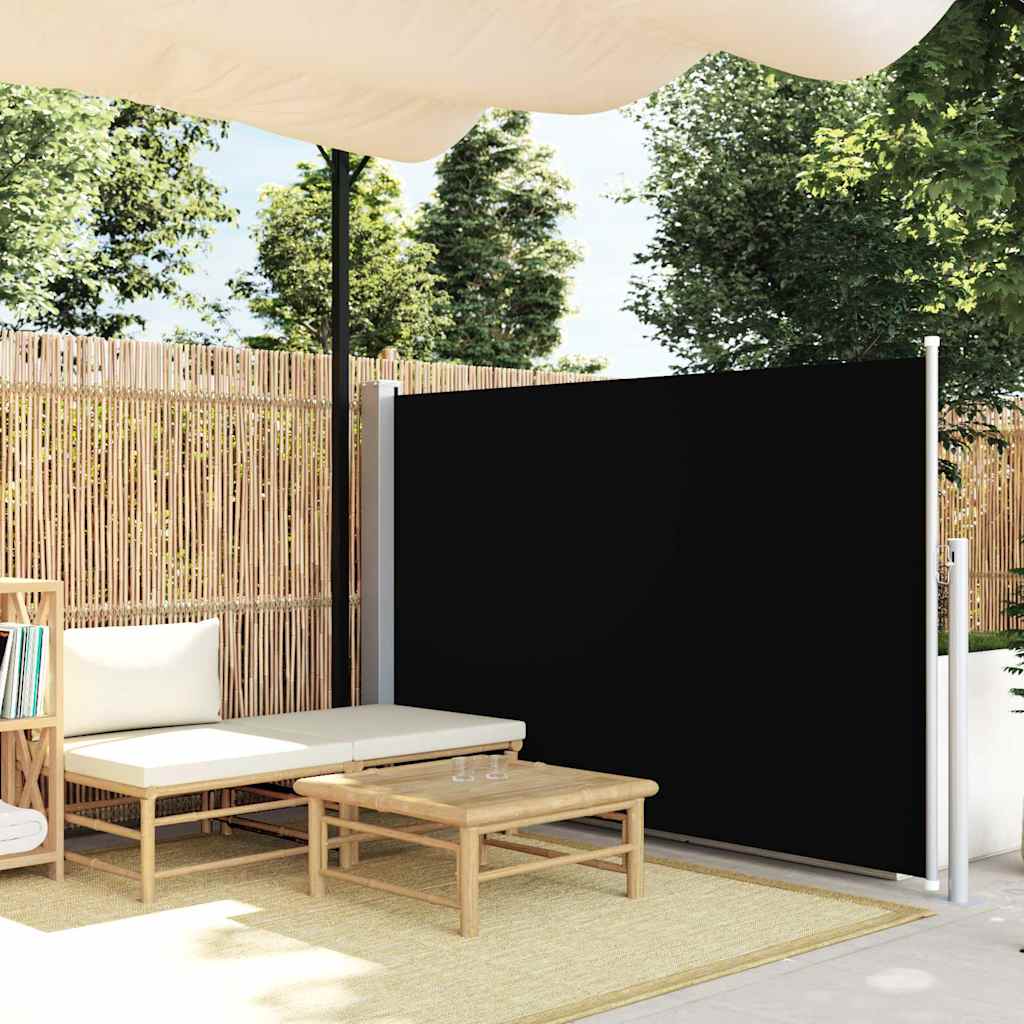 Toldo lateral retrátil para pátio 140x500 cm preto