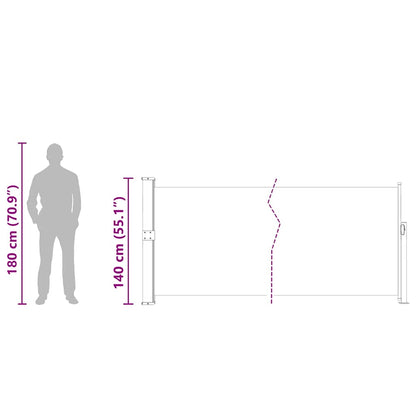 Toldo lateral retrátil para pátio 140x500 cm creme