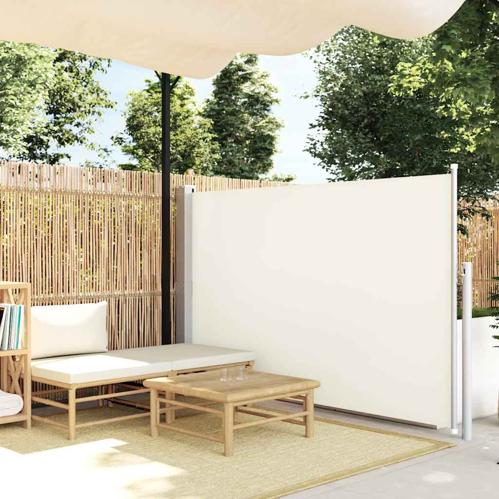 Toldo lateral retrátil para pátio 140x500 cm creme
