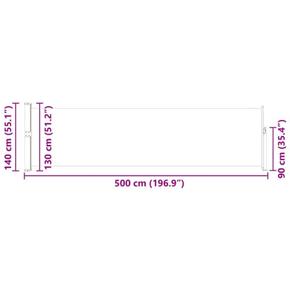 Toldo lateral retrátil para pátio 140x500 cm azul