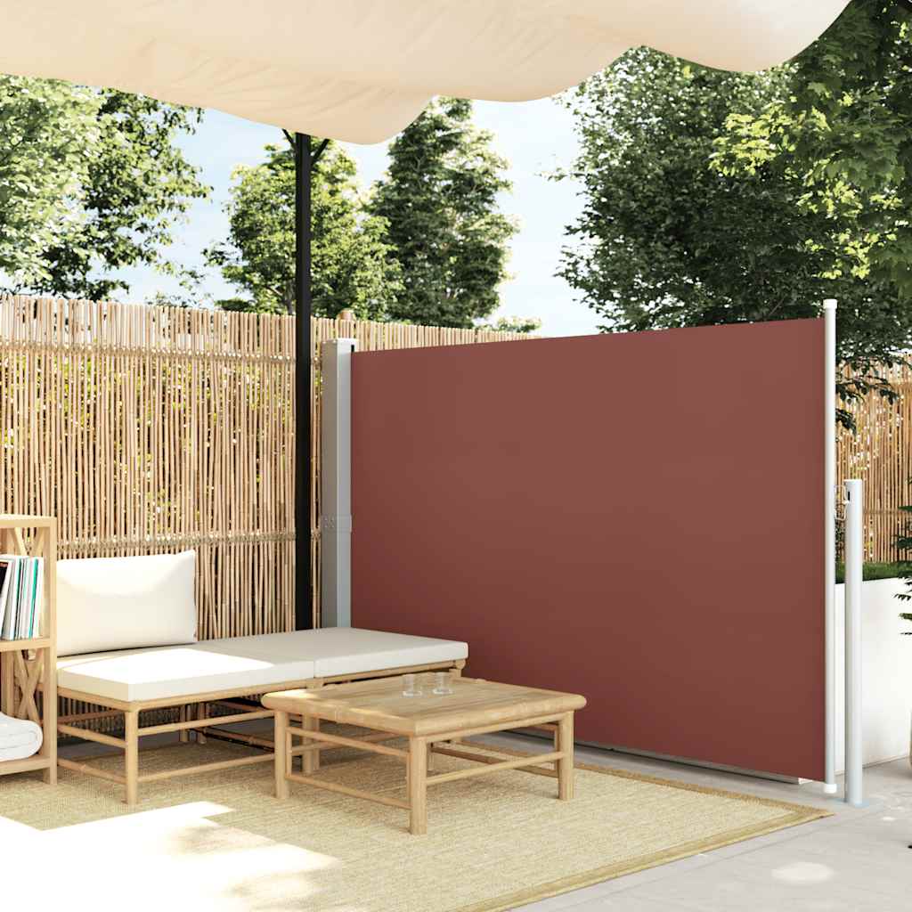 Toldo lateral retrátil para pátio 140x500 cm castanho