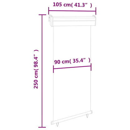 Toldo lateral para varanda 100x250 cm cinzento