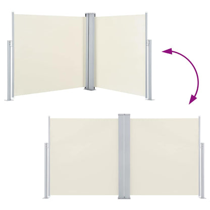 Toldo lateral retrátil duplo para pátio 170x600 cm creme