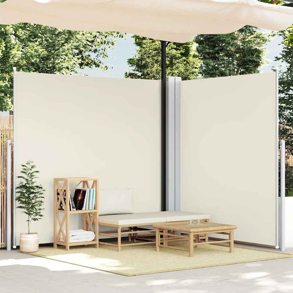 Toldo lateral retrátil duplo para pátio 170x600 cm creme