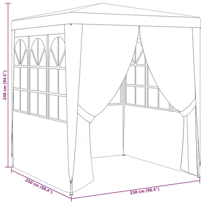Tenda festas com paredes laterais 2,5x2,5m 90g/m² branco