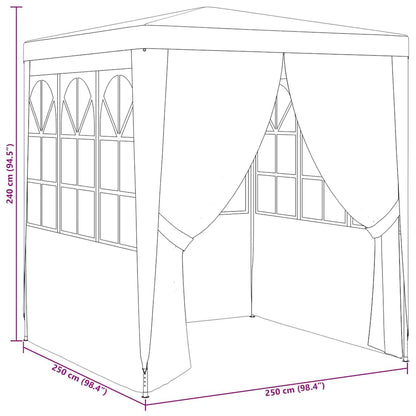 Tenda festas com paredes laterais 2,5x2,5m 90g/m² azul