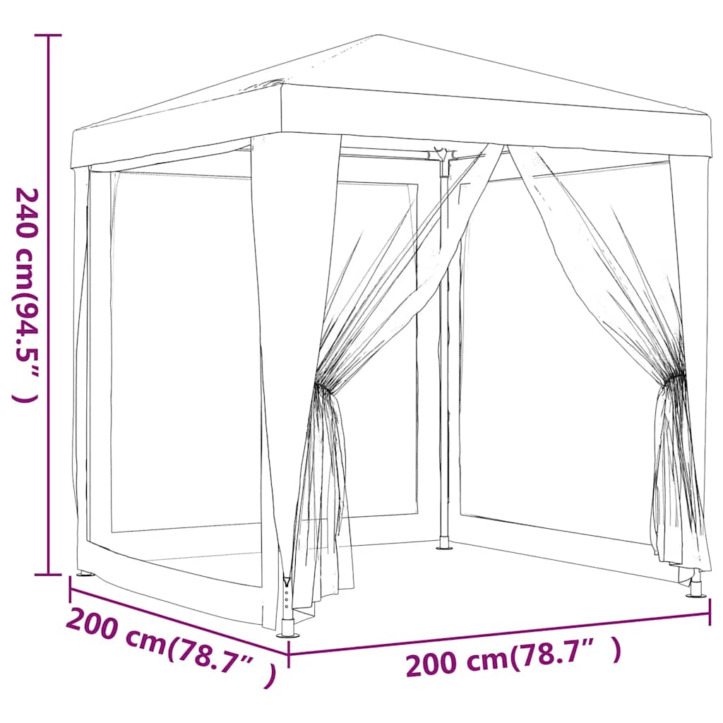 Tenda para festas com 4 paredes laterais em rede 2x2 m branco