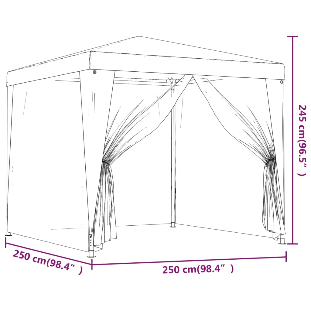 Tenda para festas c/ 4 paredes laterais em rede 2,5x2,5m branco