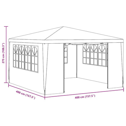 Tenda festas profissional + paredes laterais 4x4m 90g/m² branco