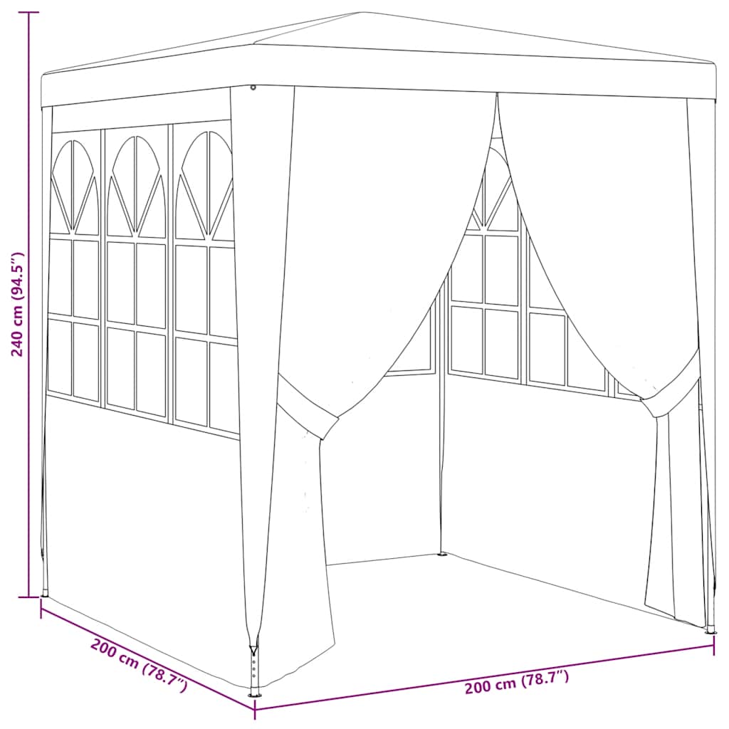 Tenda festas profissional c/ paredes laterais 2x2m 90g/m² verde