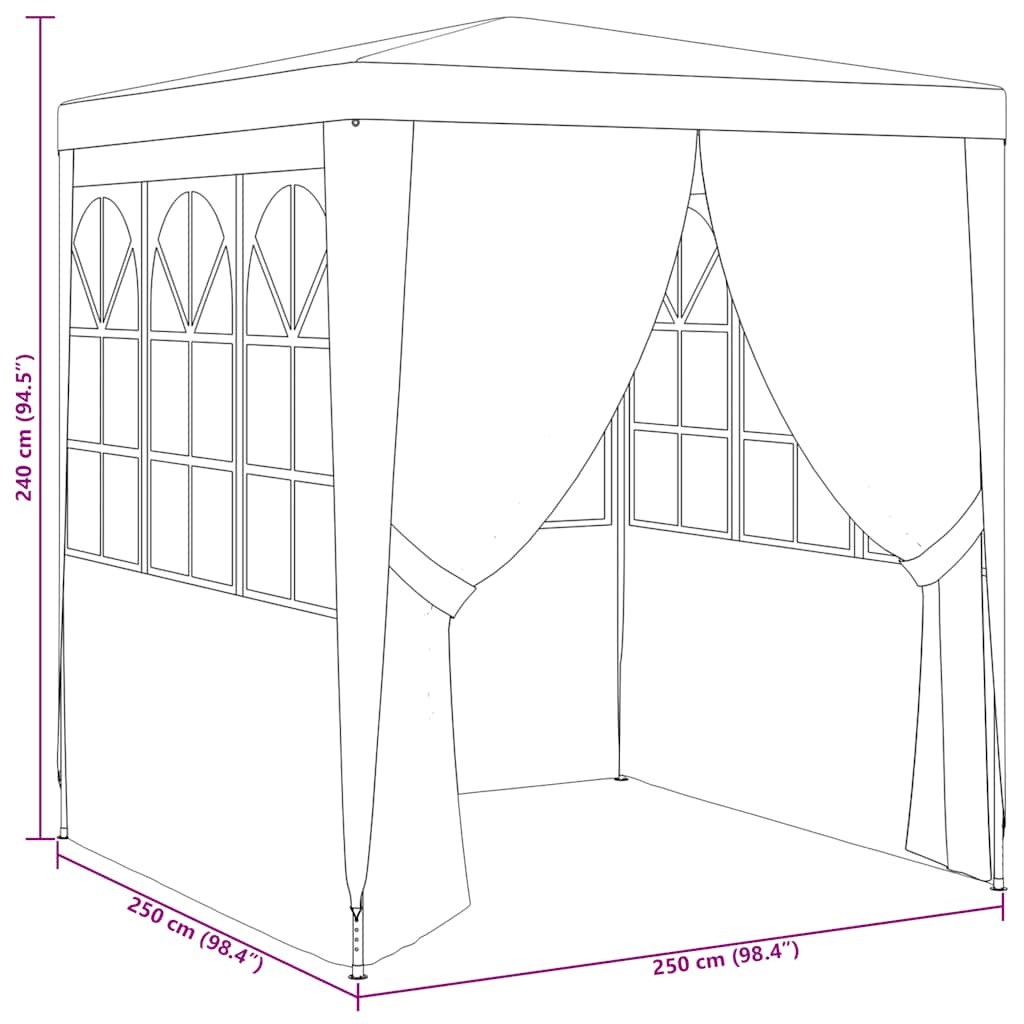 Tenda festas com paredes laterais 2,5x2,5m 90g/m² antracite