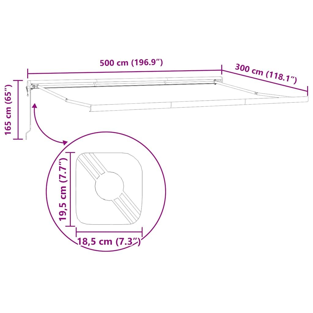 Estrutura de Toldo Branco 500 × 300 cm Alumínio
