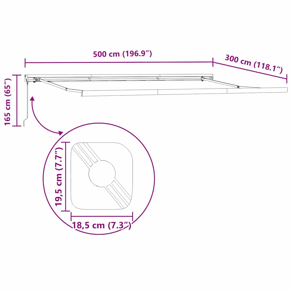 Estrutura de Toldo Manual Branco 500 × 300 cm Alumínio