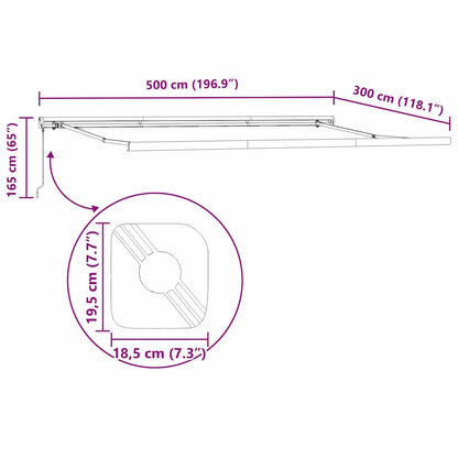 Estrutura de Toldo Manual Branco 500 × 300 cm Alumínio