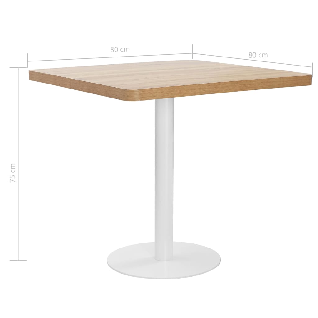 Mesa bistrô 80x80 cm MDF castanho-claro