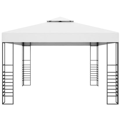 Gazebo de jardim 4x3x2,7 m aço revestido a pó branco