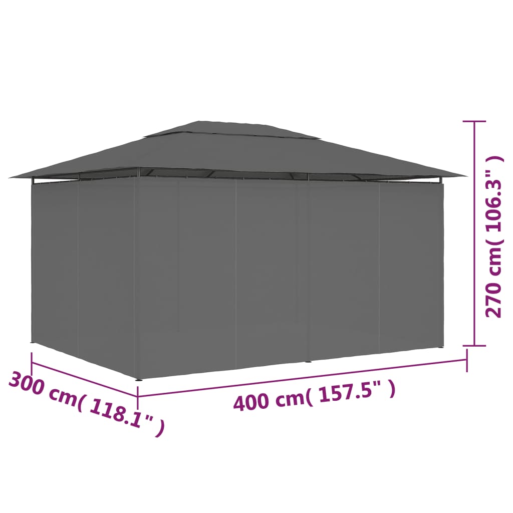 Tenda de jardim com cortinas 4x3 m antracite