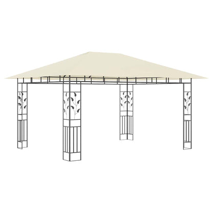 Gazebo com rede mosquiteira 4x3x2,73 m 180 g/m² creme