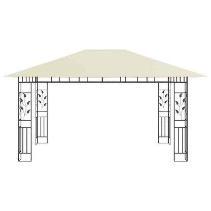 Gazebo com rede mosquiteira 4x3x2,73 m 180 g/m² creme