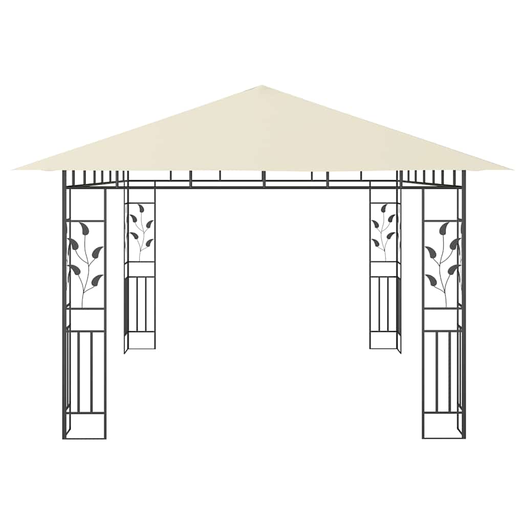 Gazebo com rede mosquiteira 4x3x2,73 m 180 g/m² creme